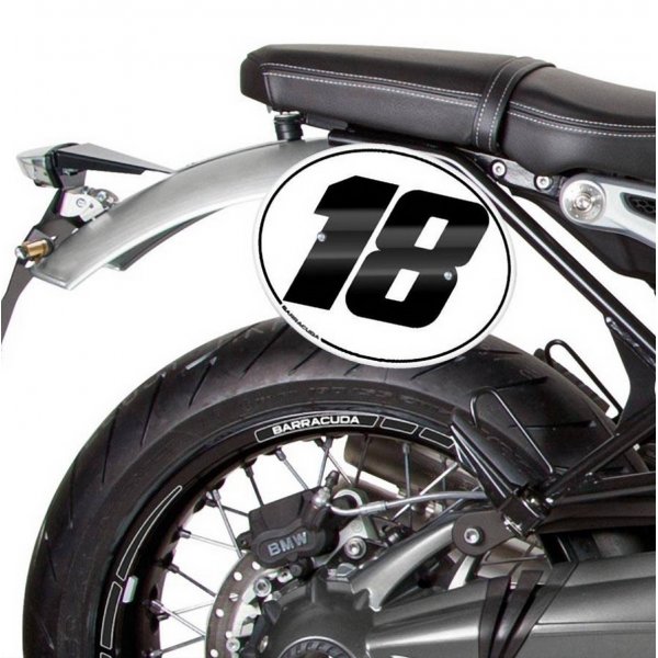 Kit Tabella Portanumero Alluminio Anodizzato Argento più Staffa Acciaio Verniciato Moto BMW R nineT 2014-2016