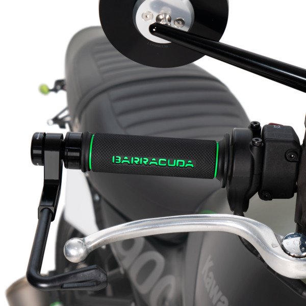 Coppia Manopole Barracuda Moto Gomma Universali Nero Rosso Verde Grigio Road Racing diametro 22 da 120mm