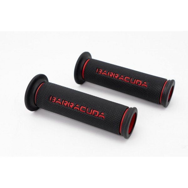 Coppia Manopole Barracuda Moto Gomma Universali Nero Rosso Verde Grigio Road Racing diametro 22 da 120mm