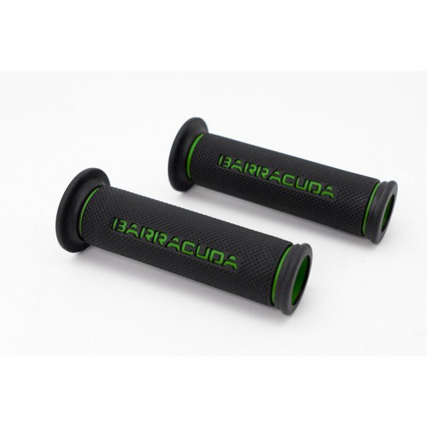 Coppia Manopole Barracuda Moto Gomma Universali Nero Rosso Verde Grigio Road Racing diametro 22 da 120mm