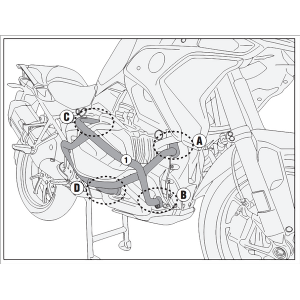 Paramotore Kappa Tubolare Specifico Nero KN5128 Moto BMW R 1250GS 2019-2023 Road racing Viaggio Touring Enduro 2