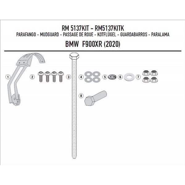Kit Kappa RM5137KITK paraspruzzi universale aggiuntivo KRM02 Road Racing Moto BMW F 900 R 20-24 Street Viaggio Touring 2