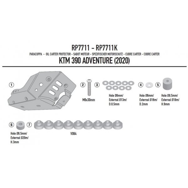 Paracoppa Specifico in Alluminio Satinato Anodizzato Kappa RP7711K Road Racing Moto KTM Adventure 390 2020-2023 2