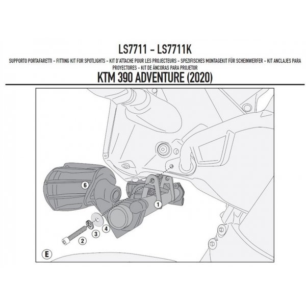 Kit Attacchi Faretti Kappa LS7711K Senza Paramotore Tubolare KTM Adventure 390 2020-2023 Road Racing Enduro Trail