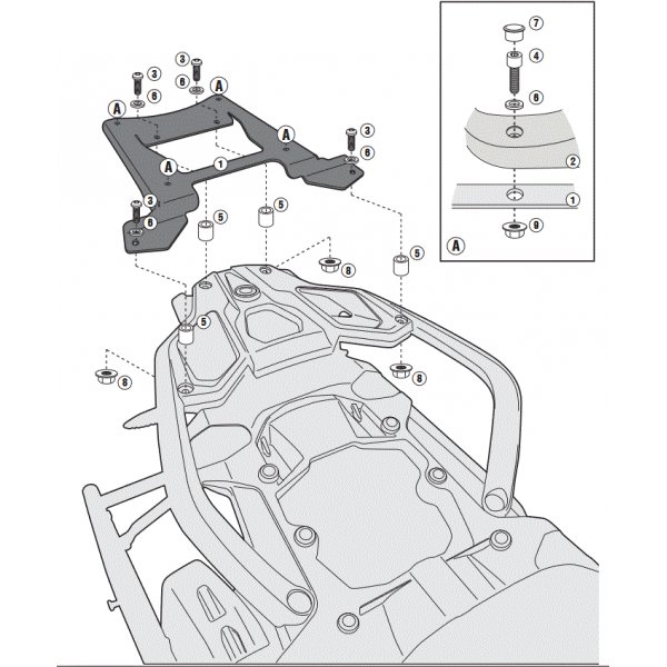 Attacco Posteriore Specifico Bauletto Monokey con Piastra Inclusa Kappa KR5108 Moto BMW R 1250GS 2019-2022 2