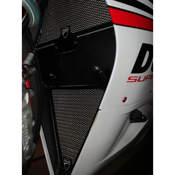 Coppia Griglie Protezione Copri Radiatori Acqua Olio Ducati Panigale 899-959-1199-1299 Moto Road Racing Logo Ducati Corse