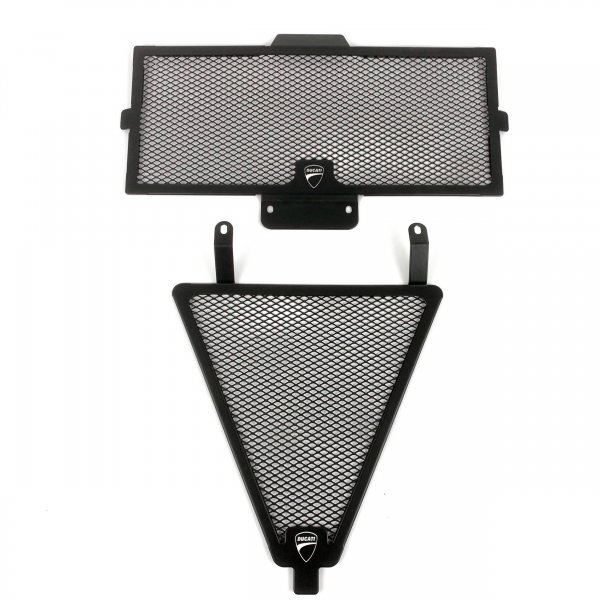 Coppia Griglie Protezione Copri Radiatori Acqua Olio Ducati Panigale 899-959-1199-1299 Moto Road Racing Logo Ducati Corse