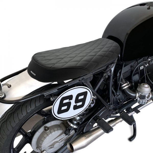 Sella Custom Cafè Racer Classic Universale in simil pelle con disegno a Rombi 2