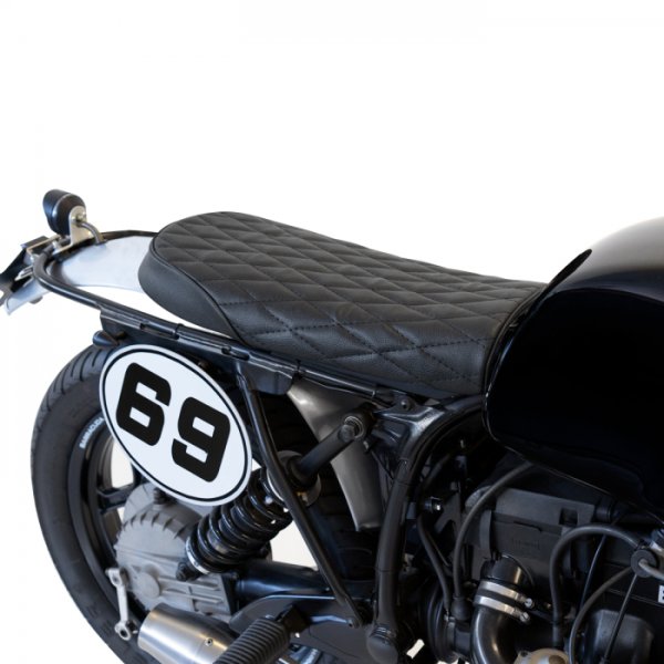 Sella Custom Cafè Racer Classic Universale in simil pelle con disegno a Rombi