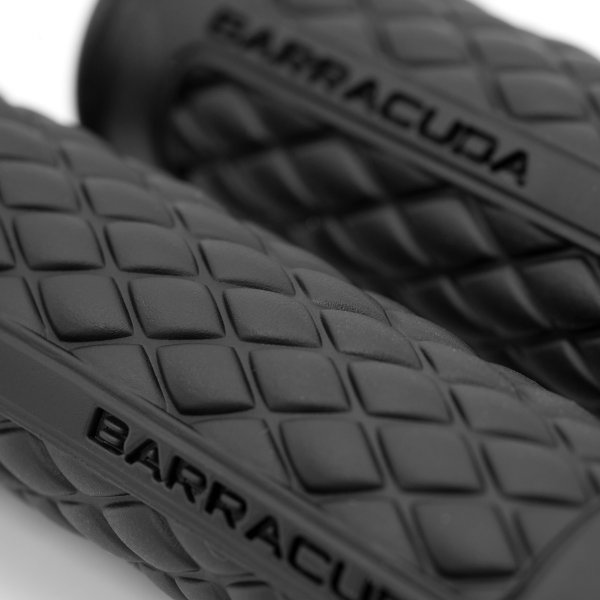 Coppia Manopole Barracuda Moto Classic Basic Universali in Gomma Nero trama a Rombo