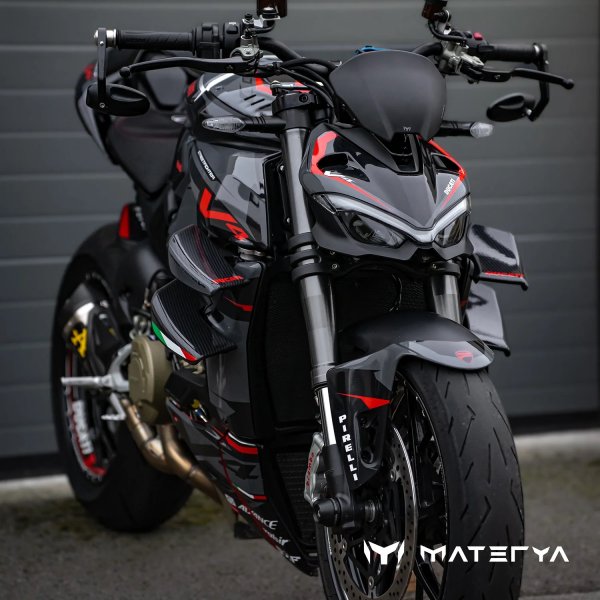 Copertura Cover Cruscotto Flyscreen Cupolino Nero Opaco per Moto Ducati Streetfighter V4 V4S 2020-2024 Road Racing Protezione 2