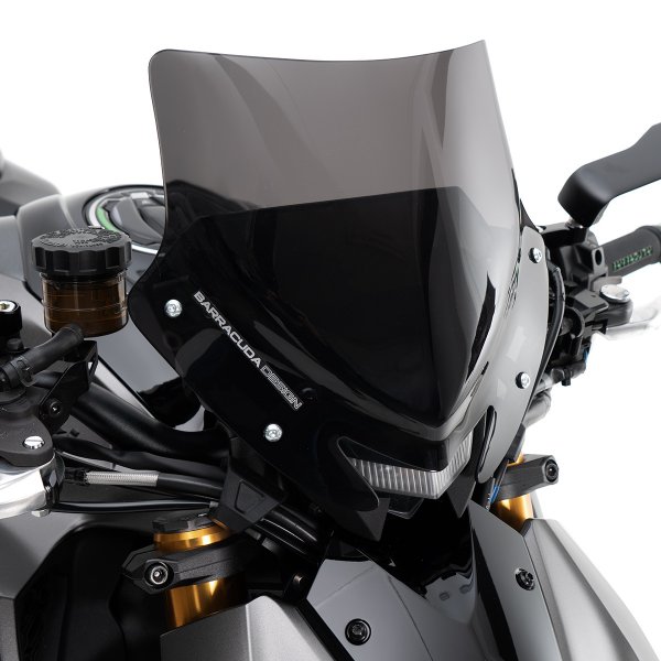 Cupolino Plexiglass Semitrasparente Fumè Scuro Barracuda Kawasaki Z1100 2025-2026 Moto Road Racing Street Sport Naked