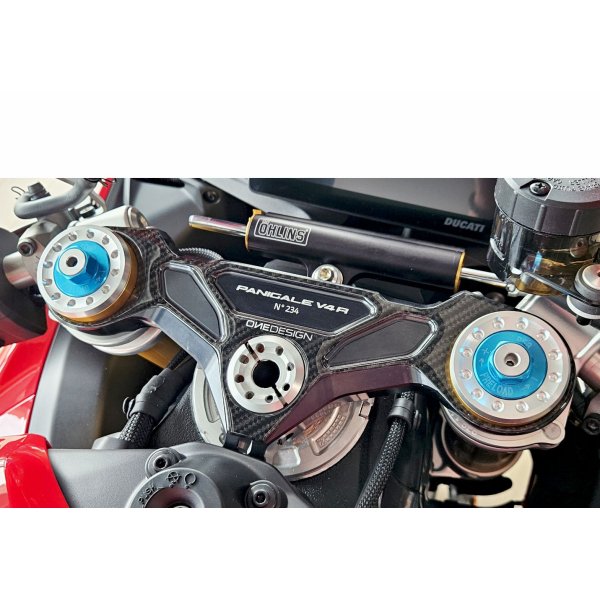 Adesivo Piastra Sterzo Onedesign Carbon Look Moto Ducati Panigale V4 R 2026 Superbike Road Racing