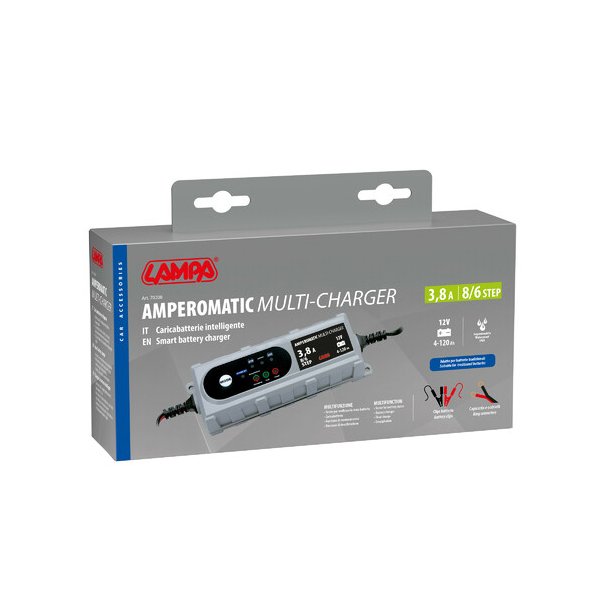 Caricabatteria Moto Lampa 70208 Amperomatic Multi-Charger 12V - 3,8A Batterie Piombo, Gel, AGM, Litio Road Racing 2