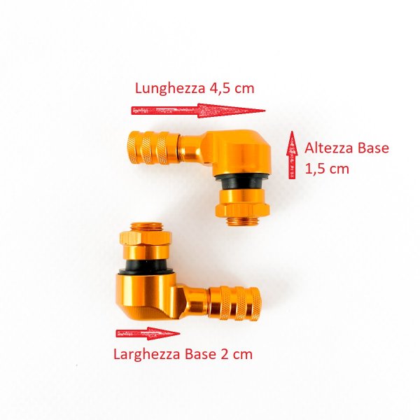 Coppia Valvole Ruote Tubeless Moto Road Racing Angolo Piega 90 gradi diametro 11,3 mm cerchi standard in Ergal colore Orange